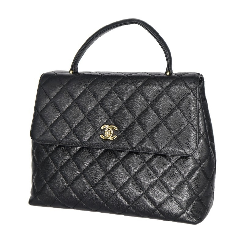 Chanel Bag Hand Caviar Leather Skin Black